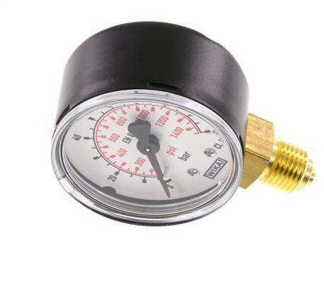0..100 Bar (0..1450 psi) Pressure Gauge Below Steel/Brass 50 mm Class 1.6