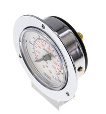 0..100 Bar (0..1450 psi) Panel Mount Pressure Gauge Steel/Brass 63 mm Class 2.5 (Front Panel)