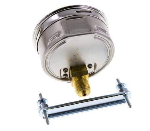 0..10 Bar (0..145 psi) Panel Mount Pressure Gauge Steel/Brass 100 mm Class 1.0 (Bracket)