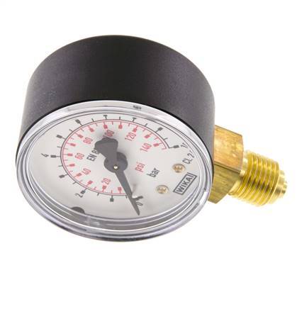 0..10 Bar (0..145 psi) Pressure Gauge Below Plastic/Brass 50 mm Class 2.5