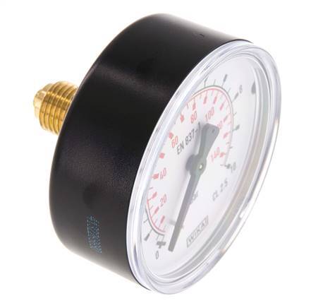 0..10 Bar (0..145 psi) Pressure Gauge Rear Plastic/Brass 63 mm Class 2.5