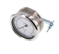 0..1 Bar (0..15 psi) Panel Mount Pressure Gauge Steel/Brass 100 mm Class 1.0 (Bracket)
