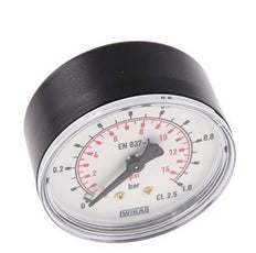 0..1 Bar (0..15 psi) Druck Manometer hinten Kunststoff / Messing 63 mm Klasse 2.5