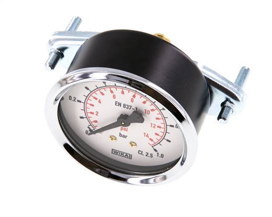 0..1 Bar (0..15 psi) Manometer für Schalttafelmontage Stahl/Messing 63 mm Klasse 2.5 (Halterung)