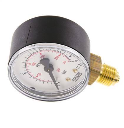 0..16 Bar (0..232 psi) Pressure Gauge Below Plastic/Brass 50 mm Class 2.5