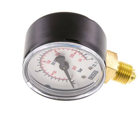 0..16 Bar (0..232 psi) Druck Manometer unter Stahl / Messing 50 mm Klasse 1.6