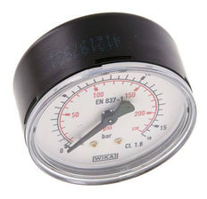 0..16 Bar (0..232 psi) Pressure Gauge Rear Steel/Brass 63 mm Class 1.6