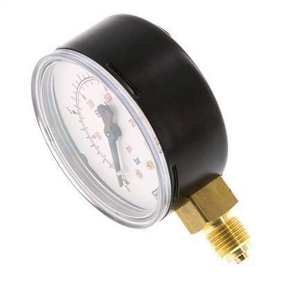 0..16 Bar (0..232 psi) Druck Manometer unter Stahl / Messing 63 mm Klasse 1.6