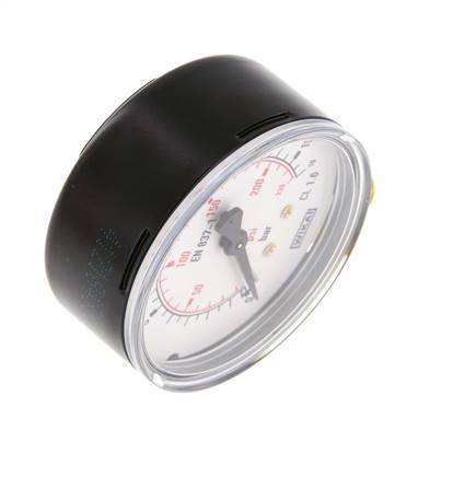 0..16 Bar (0..232 psi) Druck Manometer unter Stahl / Messing 63 mm Klasse 1.6