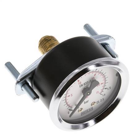 0..1.6 Bar (0..23 psi) Manometer für Schalttafelmontage Stahl/Messing 50 mm Klasse 2.5 (Halterung)
