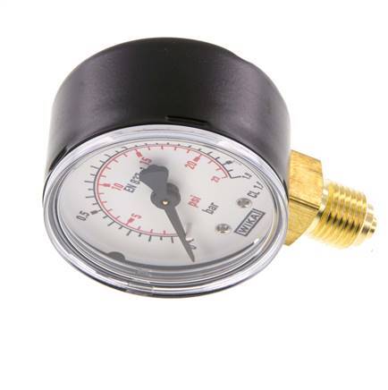 0..1.6 Bar (0..23 psi) Druck Manometer unter Stahl / Messing 50 mm Klasse 1.6
