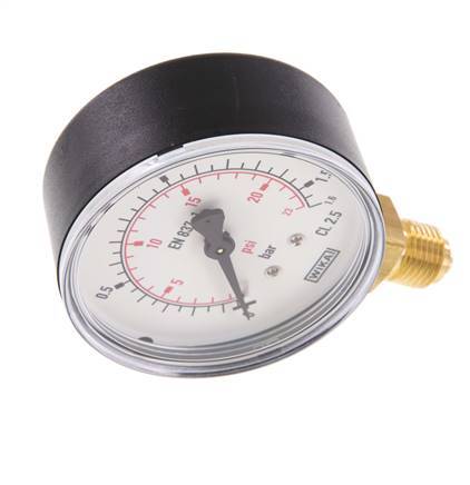 0..1.6 Bar (0..23 psi) Druck Manometer unter Kunststoff / Messing 63 mm Klasse 2.5