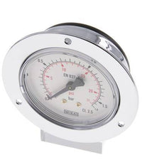 0..1.6 Bar (0..23 psi) Panel Mount Pressure Gauge Steel/Brass 63 mm Class 2.5 (Front Panel)