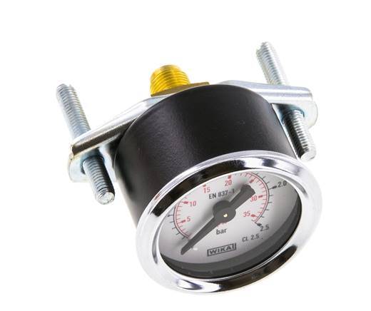 0..2.5 Bar (0..36 psi) Manometer für Schalttafelmontage Stahl/Messing 40 mm Klasse 2.5 (Halterung)