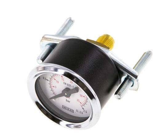 0..2.5 Bar (0..36 psi) Manometer für Schalttafelmontage Stahl/Messing 40 mm Klasse 2.5 (Halterung)