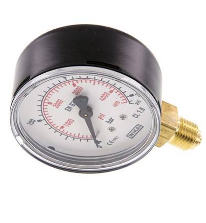 0..315 Bar (0..4569 psi) Druck Manometer unter Stahl / Messing 63 mm Klasse 1.6