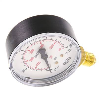 0..400 Bar (0..5802 psi) Druck Manometer unter Kunststoff / Messing 63 mm Klasse 2.5