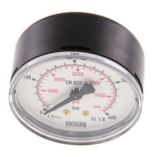 0..400 Bar (0..5802 psi) Pressure Gauge Rear Steel/Brass 63 mm Class 1.6
