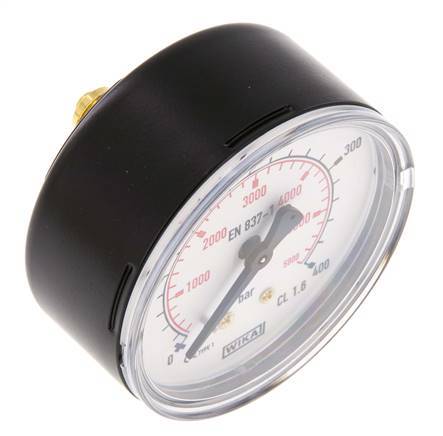 0..400 Bar (0..5802 psi) Pressure Gauge Rear Steel/Brass 63 mm Class 1.6