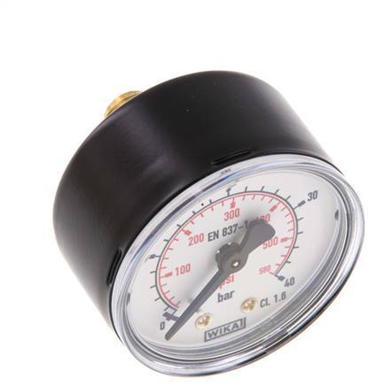 0..40 Bar (0..580 psi) Druck Manometer hinten Stahl / Messing 50 mm Klasse 1.6
