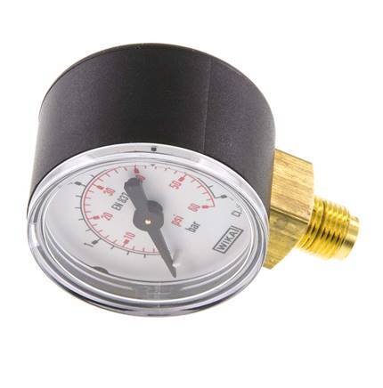 0..4 Bar (0..58 psi) Pressure Gauge Below Plastic/Brass 40 mm Class 2.5