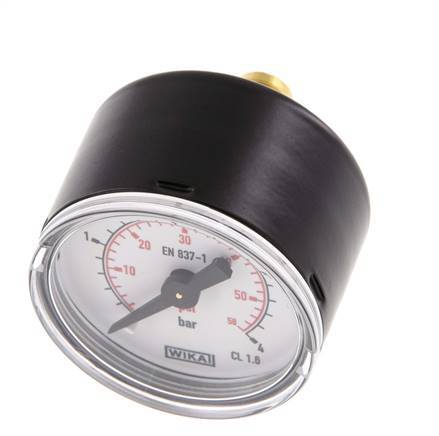 0..4 Bar (0..58 psi) Druck Manometer hinten Stahl / Messing 40 mm Klasse 1.6