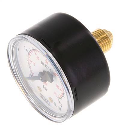 0..4 Bar (0..58 psi) Druck Manometer hinten Stahl / Messing 50 mm Klasse 1.6