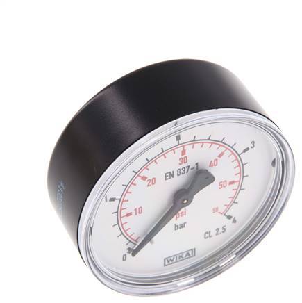 0..4 Bar (0..58 psi) Pressure Gauge Rear Plastic/Brass 63 mm Class 2.5