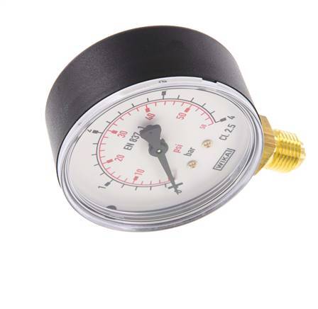 0..4 Bar (0..58 psi) Pressure Gauge Below Plastic/Brass 63 mm Class 2.5