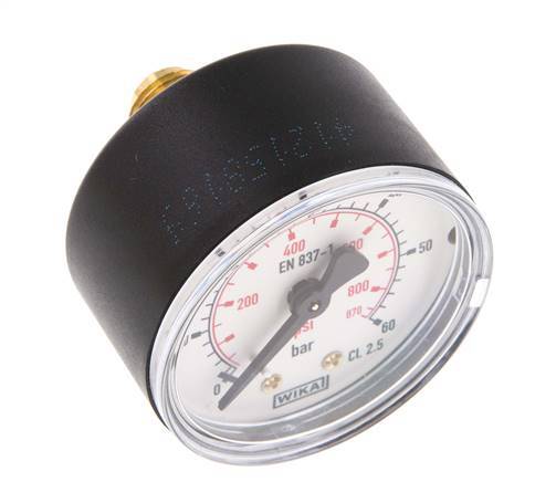 0..60 Bar (0..870 psi) Druck Manometer hinten Kunststoff / Messing 50 mm Klasse 2.5