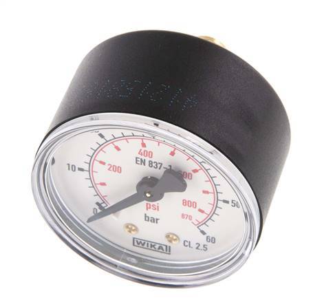 0..60 Bar (0..870 psi) Druck Manometer hinten Kunststoff / Messing 50 mm Klasse 2.5