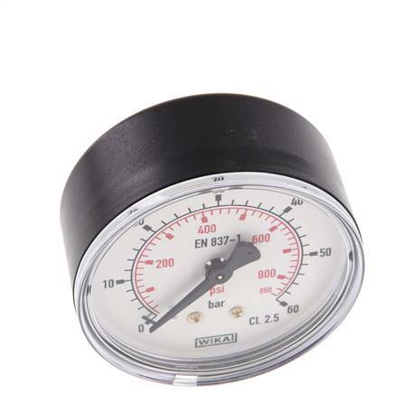 0..60 Bar (0..870 psi) Druck Manometer hinten Kunststoff / Messing 63 mm Klasse 2.5