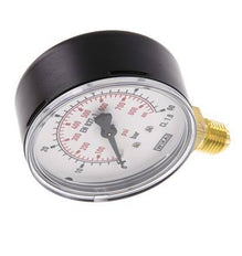 0..60 Bar (0..870 psi) Druck Manometer unter Stahl / Messing 63 mm Klasse 1.6