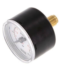 0..6 Bar Druck Manometer hinten Stahl / Messing 40 mm Klasse 1.6