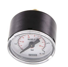 0..6 Bar Druck Manometer hinten Stahl / Messing 40 mm Klasse 1.6
