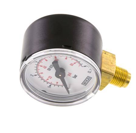 0..6 Bar (0..87 psi) Druck Manometer unter Stahl / Messing 40 mm Klasse 1.6
