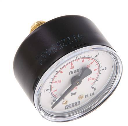 0..6 Bar (0..87 psi) Druck Manometer hinten Stahl / Messing 50 mm Klasse 1.6