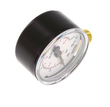 0..6 Bar (0..87 psi) Druck Manometer unter Stahl / Messing 50 mm Klasse 1.6