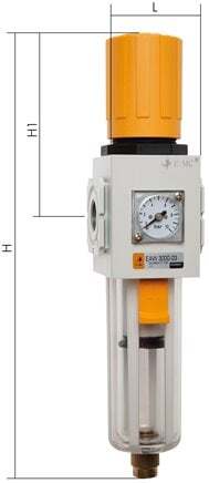Filter-Regulator G3/8'' 1900 l/min 0.5-9.0bar/7-130psi Auto Double-Walled Plastic EMC 3A