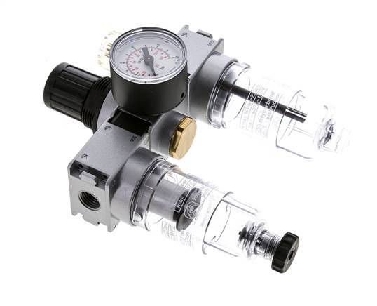 FRL 3-Teilig G1/4'' 750l/min 0.2-6.0bar/3-87psi Semi-Auto 40 mm Manometer Polycarbonat Multifix 0