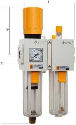 FRL G3/8'' 1800l/min 0.5-9.0bar/7-130psi Halbautomatisch Doppelwandig Kunststoff EMC 3A