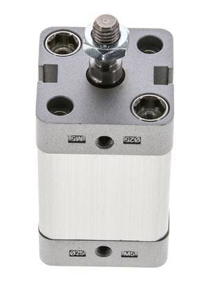 ISO 21287 Compact Double Acting Cylinder 25-25mm - Magnetic - Male Rod