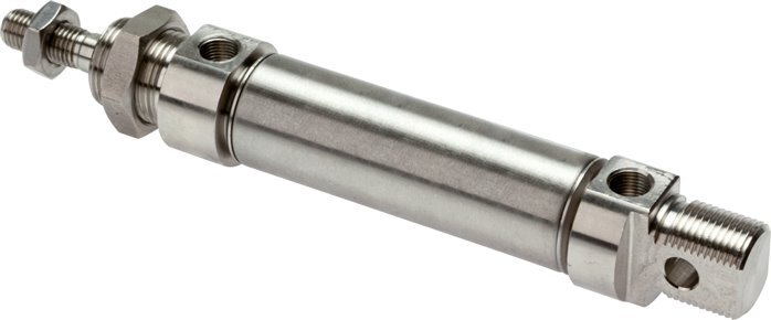 ISO 6432 Runder doppeltwirkender Zylinder 20-125mm - magnetisch - Edelstahl - Außengewinde - Doppelstange