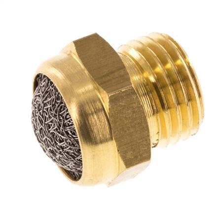 G1/4'' Brass Compact Pneumatic Muffler 1.4301 Wire Mesh [5 Pieces]