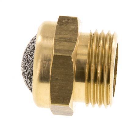G3/8'' Brass Compact Pneumatic Muffler 1.4301 Wire Mesh [2 Pieces]