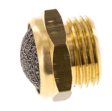 G1/2'' Brass Compact Pneumatic Muffler 1.4301 Wire Mesh [2 Pieces]
