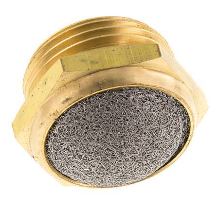 G1'' Kompakter Pneumatischer Schalldämpfer aus Messing 1.4301 Drahtgeflecht