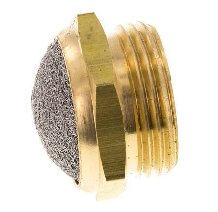 G1'' Kompakter Pneumatischer Schalldämpfer aus Messing 1.4301 Drahtgeflecht