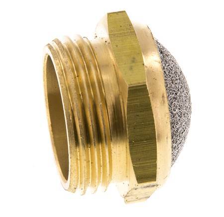 G1'' Kompakter Pneumatischer Schalldämpfer aus Messing 1.4301 Drahtgeflecht