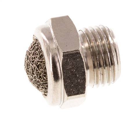 G1/8'' Vernickelte Kompakte Pneumatische Schalldämpfer aus Messing 1.4301 Drahtgeflecht [10 Stück]
